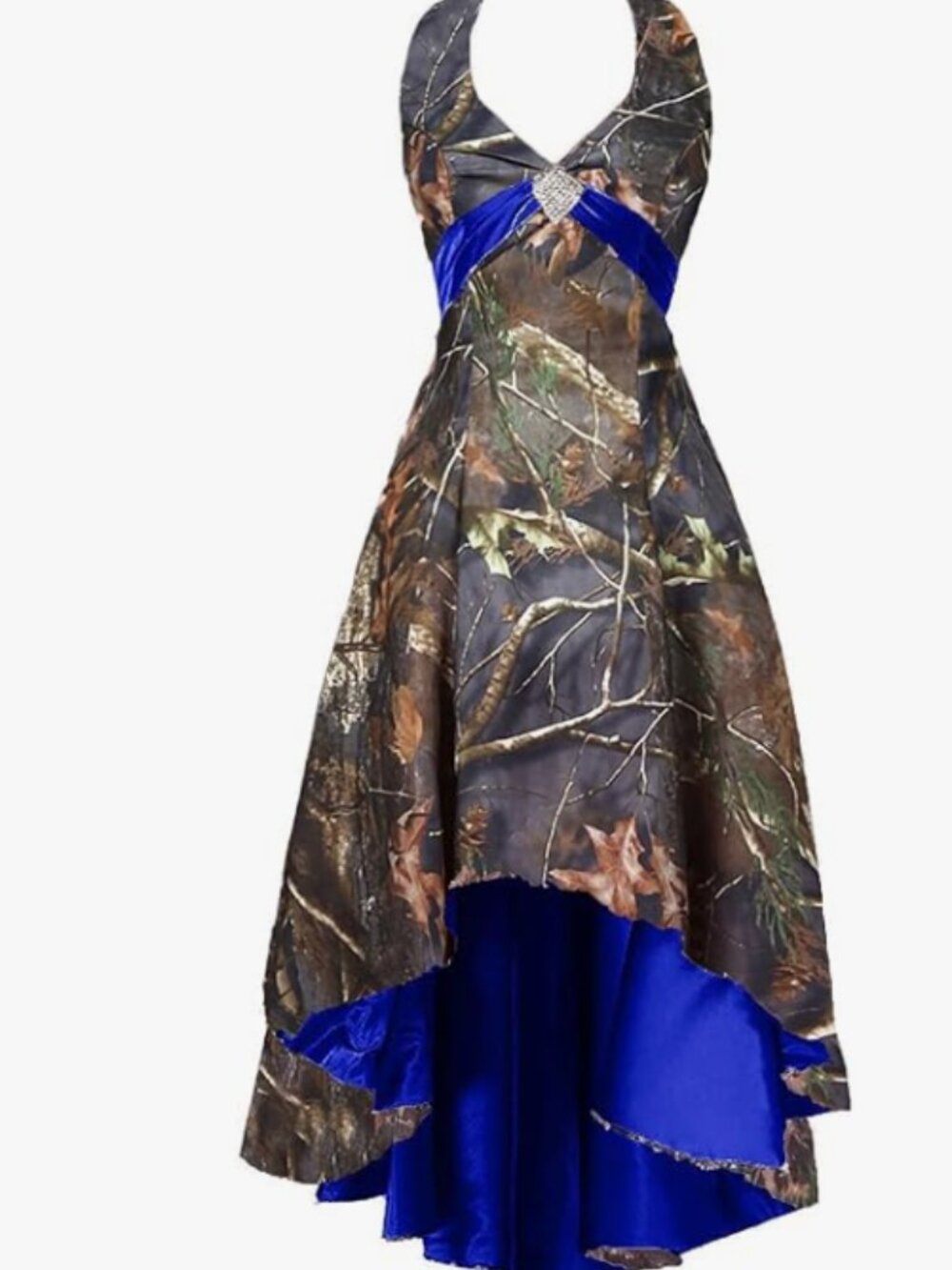 Halter High Low Camo Bridesmaid Dress Satin Prom Homecoming Gowns